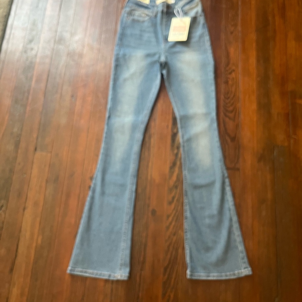 Olevey Stylish Light Blue Flare Jeans for Women